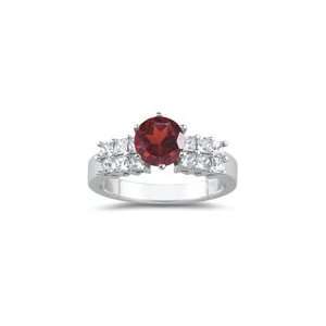  0.84 Cts Diamond & 1.25 Cts Garnet Ring in 18K White Gold 
