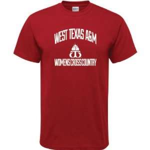 West Texas A&M Buffaloes Cardinal Red Womens Cross Country Arch T 