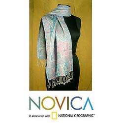 Hand woven Wool Rose Delight Shawl (India)  Overstock