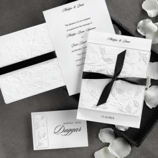   Embosesd Leaf Design Wedding Invitations Choice of Ribbon SALE!  