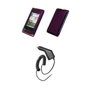  Purple Rubberized Snap On Cover Case + Car Charger (CLA 