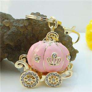 Pumpkin Carriage Crown Keychain Charm Swarovski Crystal  