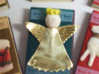 Vintage 50s Christmas Plastic Decorated Matchbox LOT Snowman Angel 