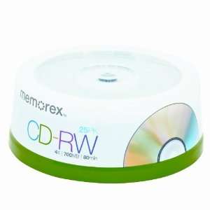  Memorex 4x 700 MB/80 Minute CD RW Discs (25 Pack Spindle 