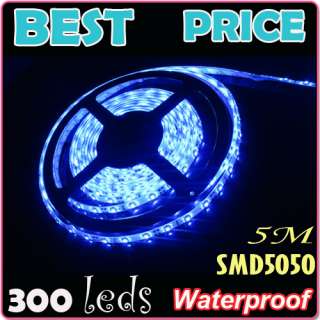 5m 12v blue christmas waterproof flexible 5050 smd 300 led strip light 