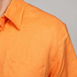 Visitor Mens Orange Linen Shirt  
