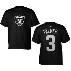 Oakland Raiders Carson Palmer Name and Number Black Jersey T Shirt 
