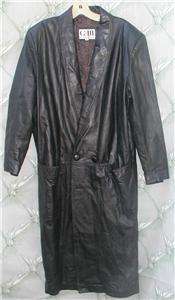 Winter Long Leather Black Coat Lined Small Mens W G 111  