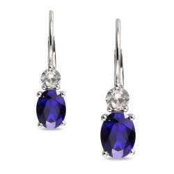 Sterling Silver Created Blue and White Sapphire Earrings  Overstock 