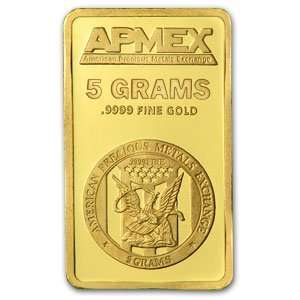  5 gram APMEX Gold Bar .9999 Fine 