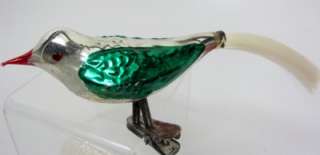   Vintage Blown Glass Ornament BIRD SWAN Lot 3 Spun Tails Clip  