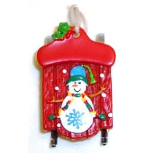  Personalize Your Own Christmas Snowman Sled Ornament Blue 