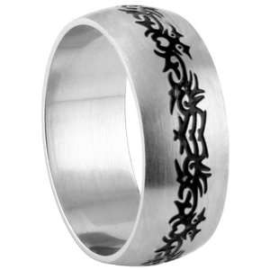   Stainless Steel Ring   Ethnic Design   Width 8mm   Size 12 Jewelry