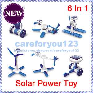 New 6In 1 Solar DIY Educational Kit Toy Helicoter Wheeler Windmill 
