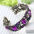 purple oval resin crystal flower bangle bracelet bronze buy it