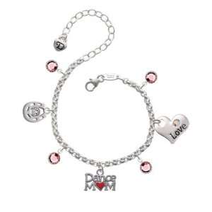 Dance Mom with Red Heart Love & Luck Charm Bracelet with Light Rose 