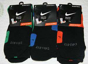 Nike Elite Crew Basketball Socks L Large 8 12 Rare Black w/ Orange 