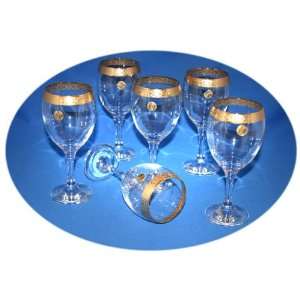  Italian Made Gold Accent Band Wine Glasses $120 Kitchen 