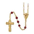 Jewelry Adviser Gold tone, red & Aurora Borealis crystal rosary