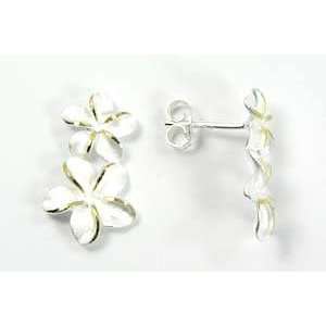    Sterling Silver Double Plumeria Earrings, FREE Shipping: Jewelry
