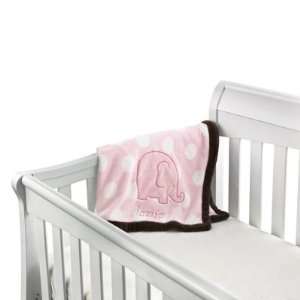    Personalized Babys Pink Elephant And Dots Blanket Gift: Baby