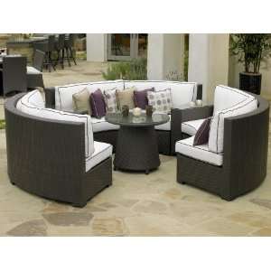   Melrose Wicker 6 Piece Curved Sofa Chat Set Patio, Lawn & Garden