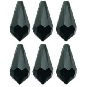  6 Jet Black Teardrop Swarovski Crystal Beads 6000 13mm 