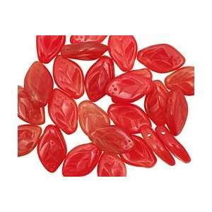  Czech Glass Siam Ruby Leaf Drop 8x12mm Beads Arts, Crafts 