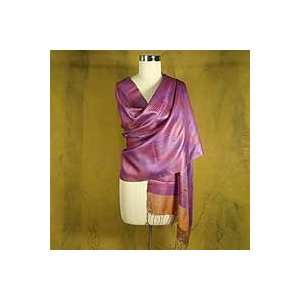  NOVICA Silk shawl, Amethyst Glow