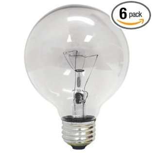General Electric GE 14846 6 60 Watt Globe G25 Light Bulb, Crystal 