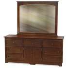   Furniture Manhattan Seven Drawer Dresser with Mirror in Antique Walnut