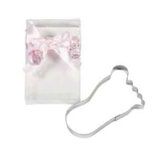FE Baby Foot Cookie Cutters With Pink Bow 