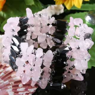 Magnetic Hematite Rose Quartz Chip Gemstone Loose Beads  