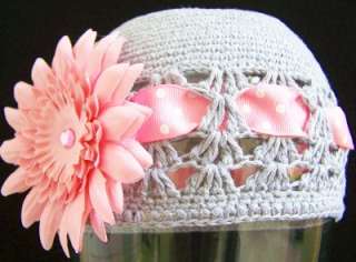 NEW Inf. Tod. Girl CUSTOM GRAY & PINK bOuTiQuE Knit Hat  