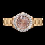 Ladies Rolex DateJust 18kt. Rose Gold Oyster Band Diamond Bezel 179165 