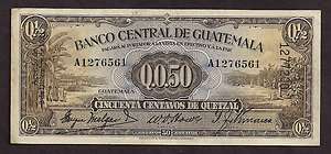 GUATEMALA 1938 1/2 QUETZAL P#13a   6561  