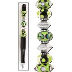  Green, Black, and White Bead Set   Pen Not Included 