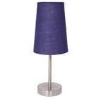Checkolite Brushed Nickel Table Lamp with Blue Fabric Shade