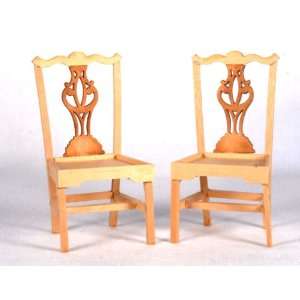Dollhouse Furniture  Straight Leg Chippendale Chairs Circa 1770 #40028 