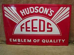   Hudson Feed Sign  Embossed Antique Old Seed Scioto Signs Farm 6526