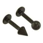 BodyBling 2 Pack Labret with Round/Cone Bead Detail in Black 14 Gauge 