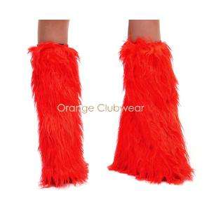 PLEASER Gogo Rave Red Yeti Furry Boot Covers Fluffies Leg Warmer 