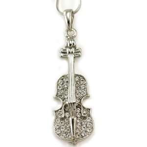 Violin Viola Cello Fiddle Musical Music Charm Pendant Necklace Clear 