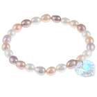    Crystale Freshwater Pearl and Crystal Heart Stretch Bracelet