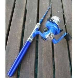 Blue World Smallest Mini Spinning Fishing Fish Rod Pen Reel Pole 