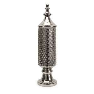   Large Metallic Silver Finished Urn with Decorative Lid
