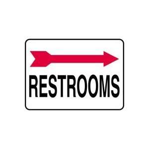  RESTROOMS (ARROW RIGHT) Sign   7 x 10 .040 Aluminum  Restroom 