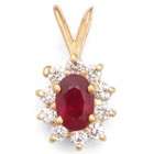  Diamond Ruby Necklaces   14kt Yellow Gold Ruby & Diamond 