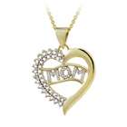   com 18k Gold over Sterling Silver Diamond Accent Heart Mom Necklace