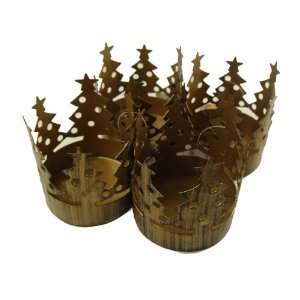  Pack of 72 Brass Christmas Tree Pillar Candle Holders 